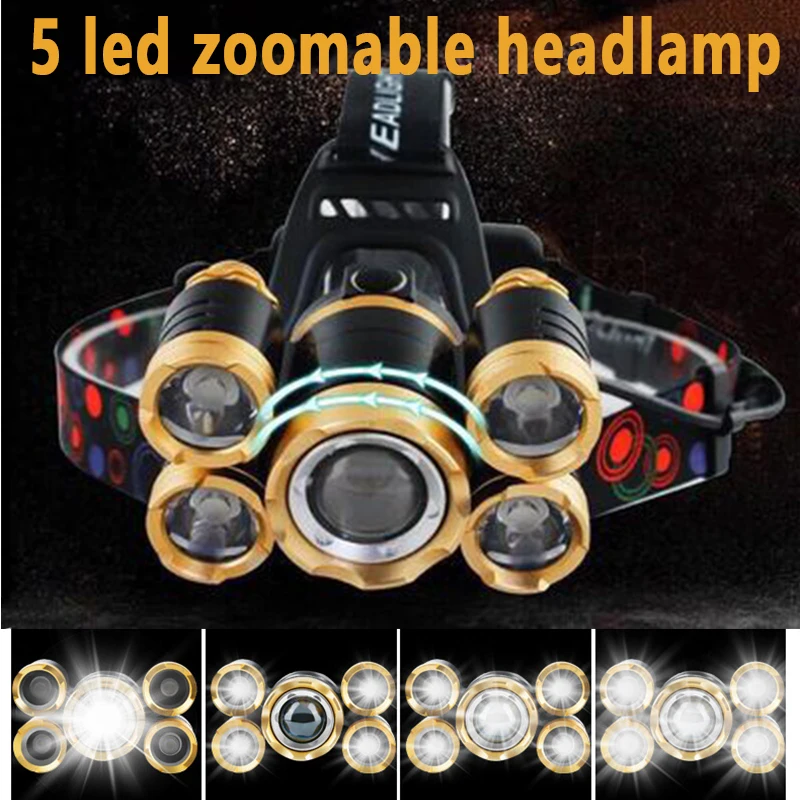 5LED T6 Head Lamp Zoom Flashli - đánh giá và giá Power Tools Zoom